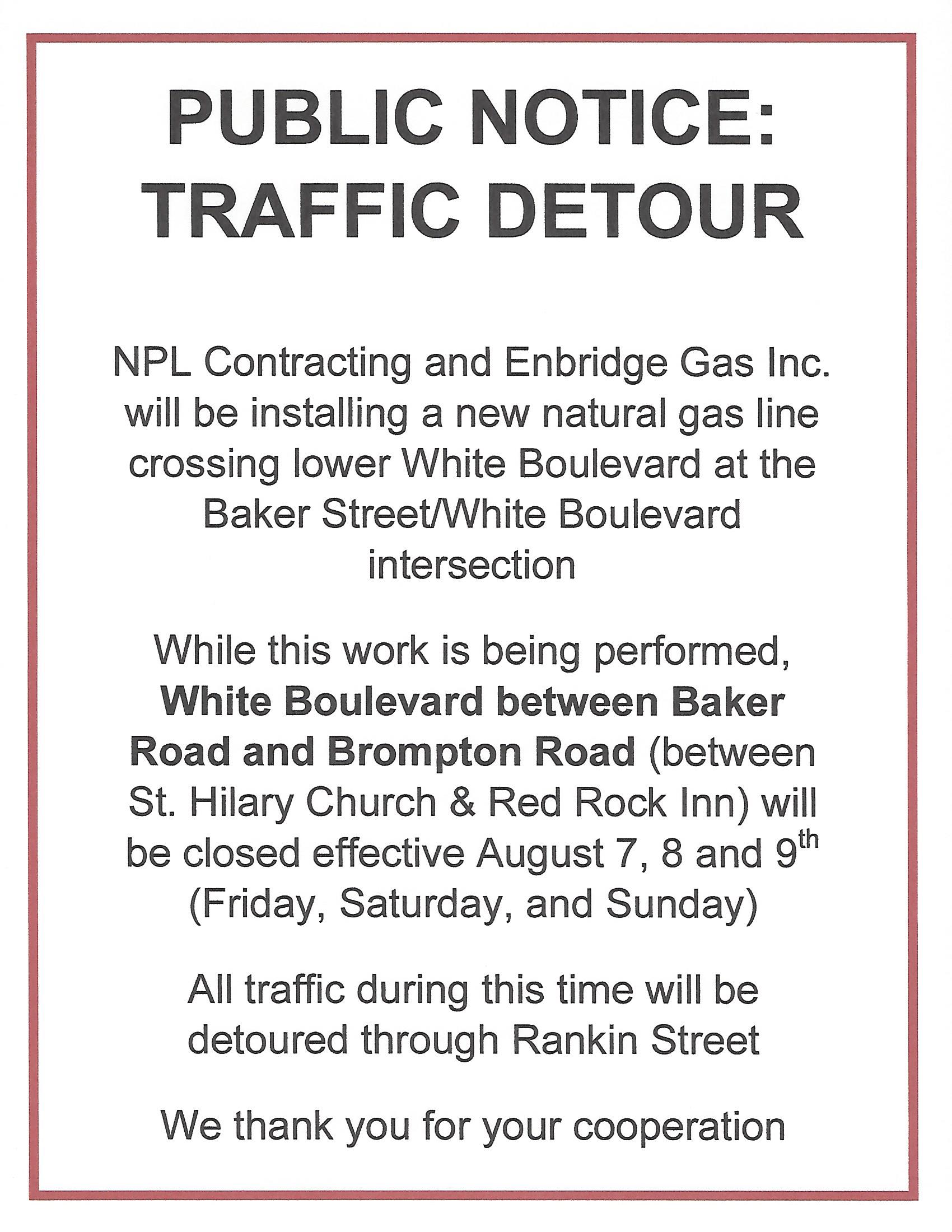 Traffic Detour Notice - Red Rock Township 